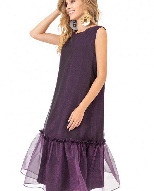 Фиолетовое платье с воланом Kiara